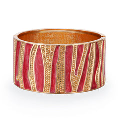 Red Enamel & 18K Gold-Plated Branch Bangle