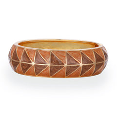 Brown Enamel & 18K Gold-Plated Geometric Bangle