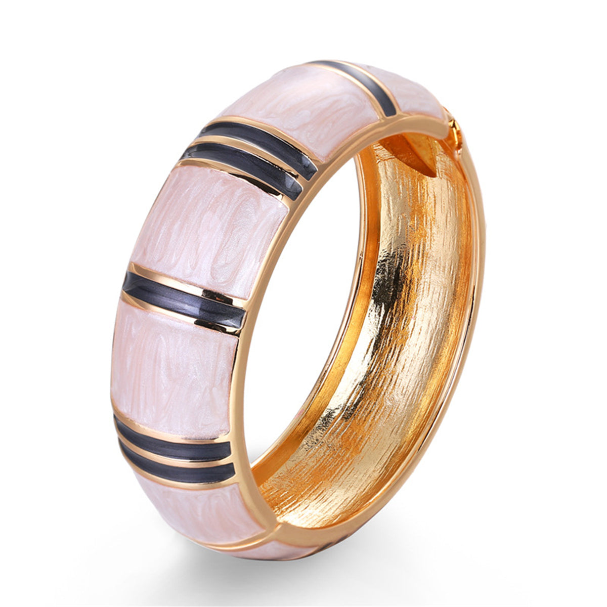 White Enamel & 18K Gold-Plated Bamboo Bangle