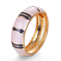 White Enamel & 18K Gold-Plated Bamboo Bangle