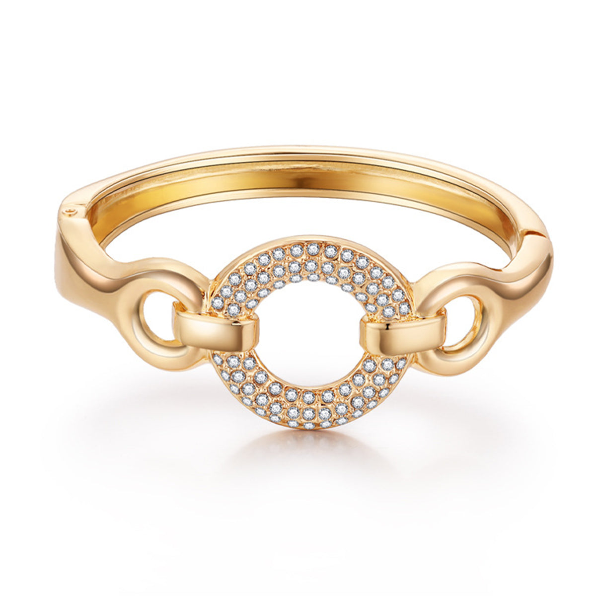 Cubic Zirconia & 18K Gold-Plated Hoop Hinge Bangle