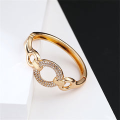 Cubic Zirconia & 18K Gold-Plated Hoop Hinge Bangle