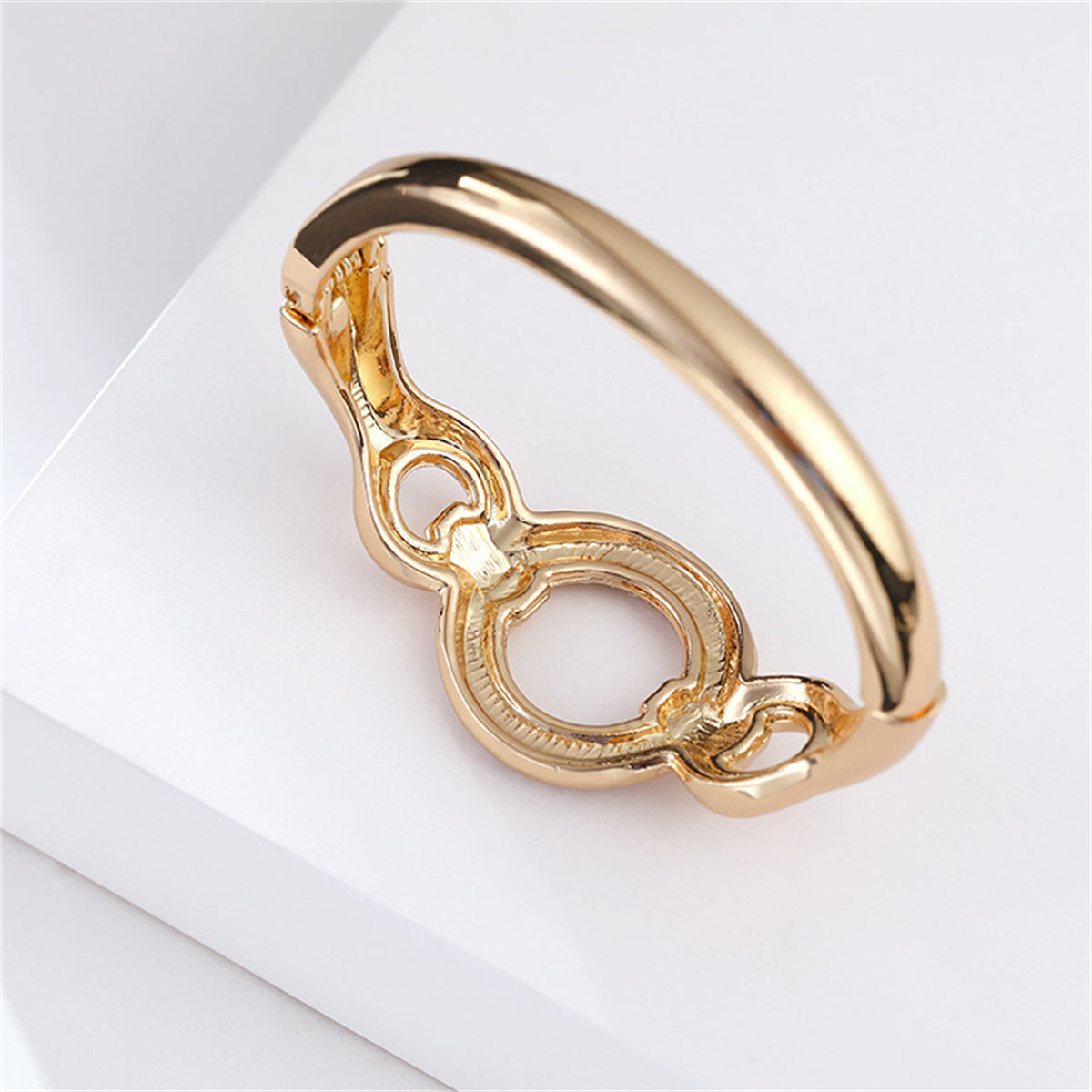 Cubic Zirconia & 18K Gold-Plated Hoop Hinge Bangle