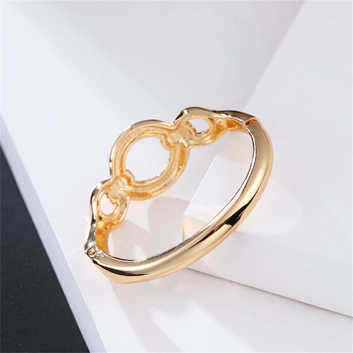 Cubic Zirconia & 18K Gold-Plated Hoop Hinge Bangle