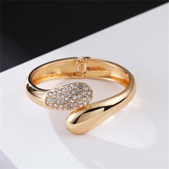Cubic Zirconia & 18K Gold-Plated Drop End Bypass Hinge Bangle