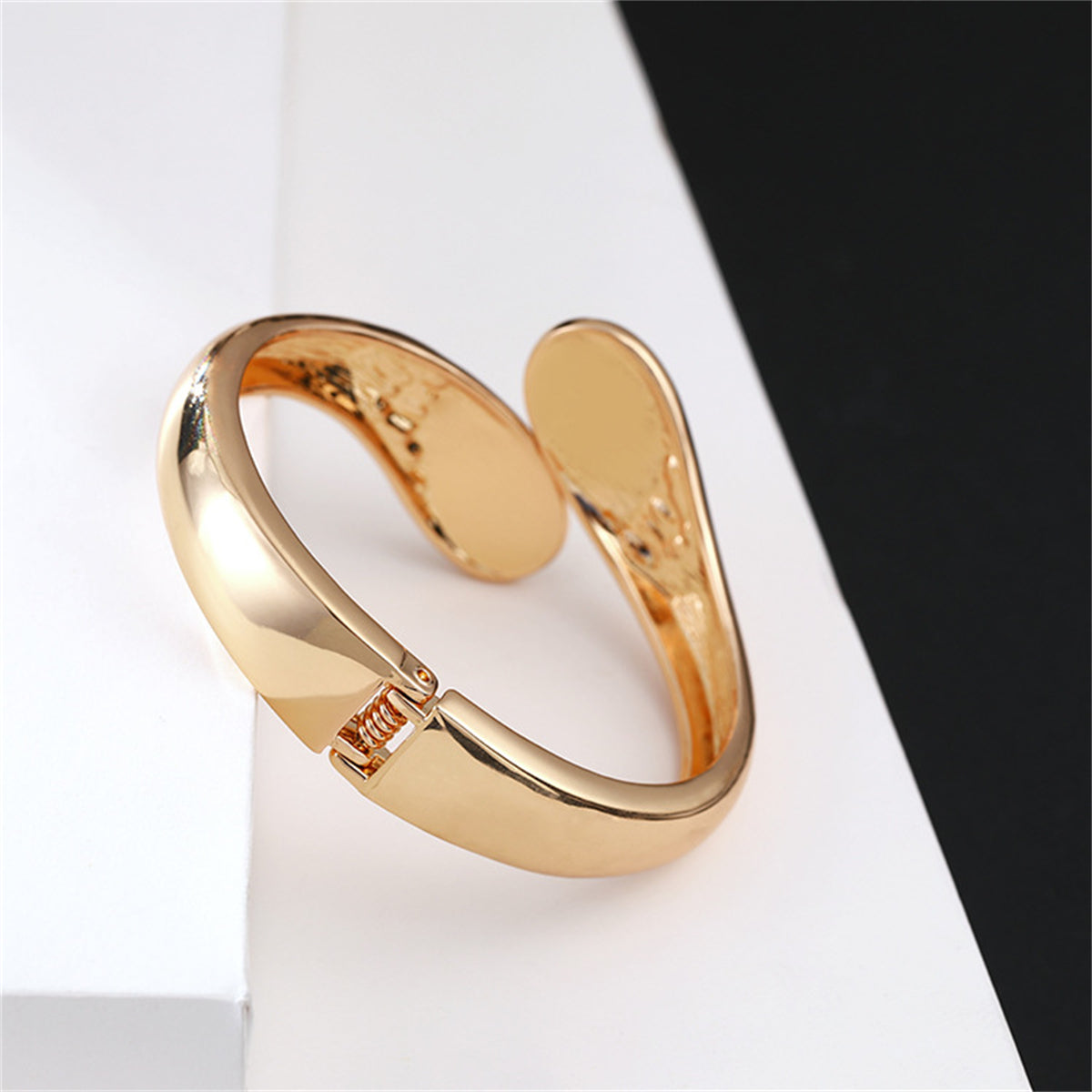Cubic Zirconia & 18K Gold-Plated Drop End Bypass Hinge Bangle