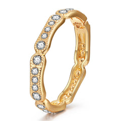 Cubic Zirconia & 18K Gold-Plated Milgrain Bangle