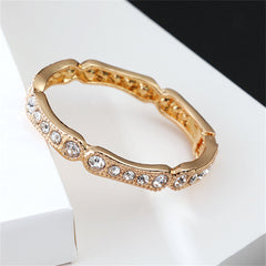 Cubic Zirconia & 18K Gold-Plated Milgrain Bangle