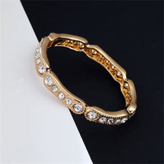 Cubic Zirconia & 18K Gold-Plated Milgrain Bangle