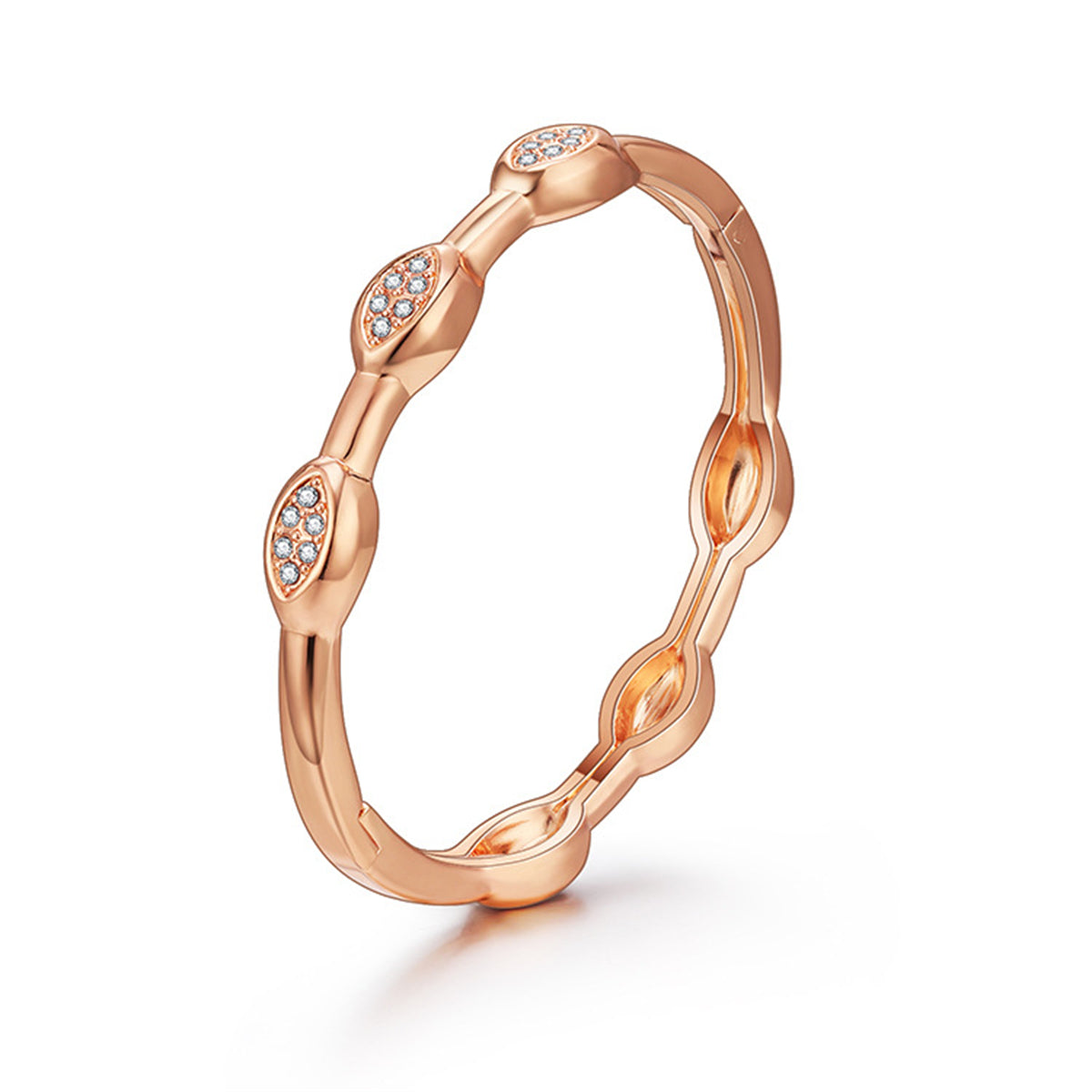 Cubic Zirconia & 18K Rose Gold-Plated Pear Bangle