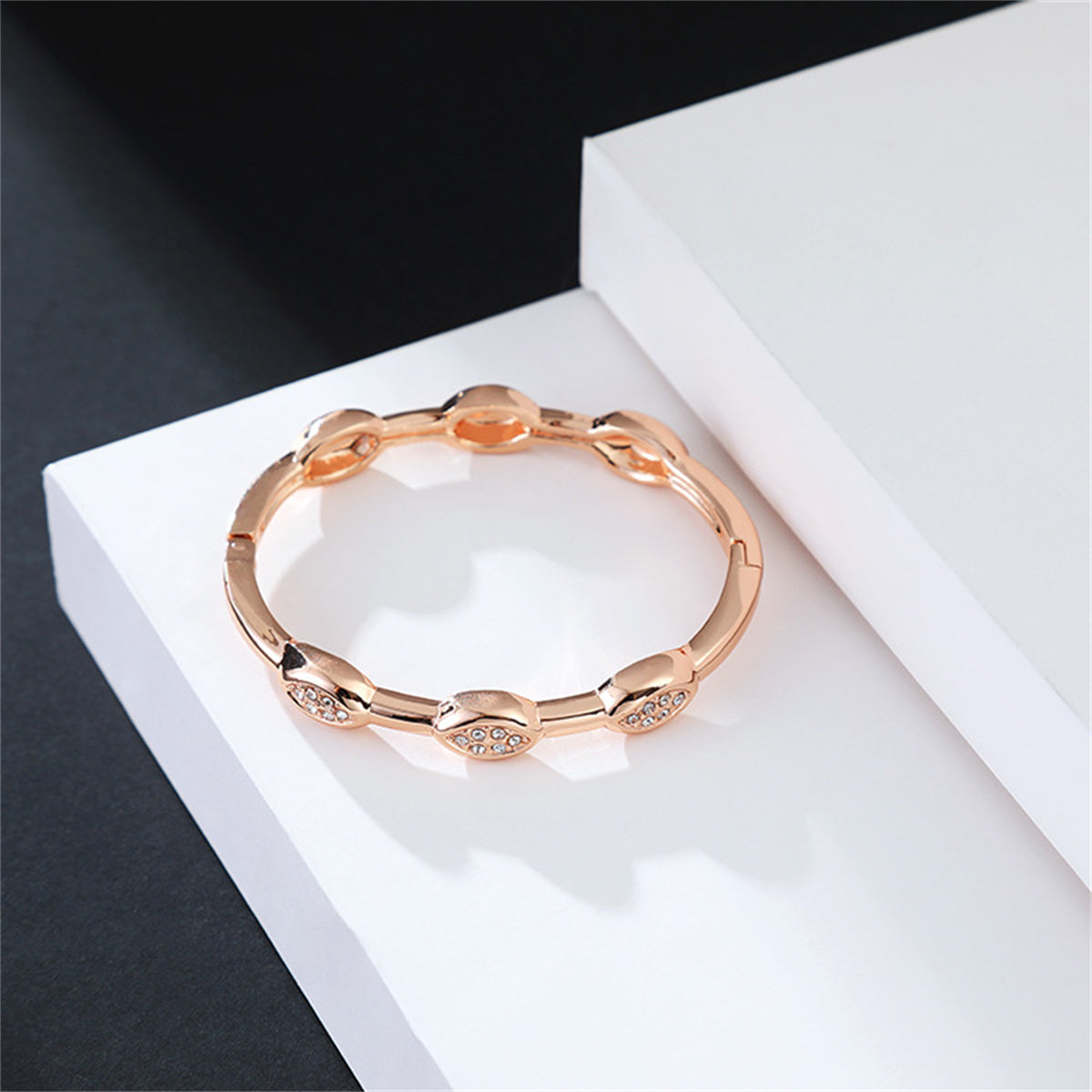 Cubic Zirconia & 18K Rose Gold-Plated Pear Bangle