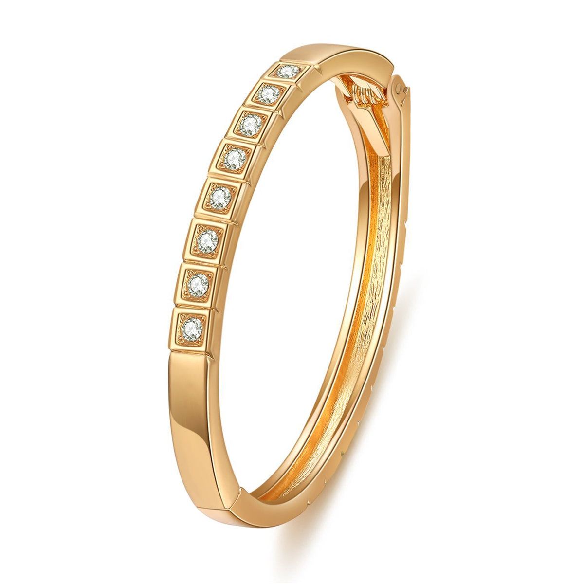 Cubic Zirconia & 18K Gold-Plated Bangle Bracelet