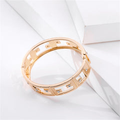 Cubic Zirconia & 18K Gold-Plated Openwork Bangle