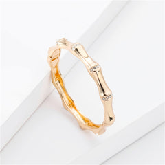 Cubic Zirconia & 18K Gold-Plated Bamboo Bangle