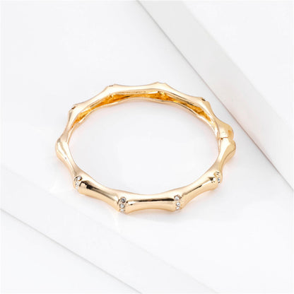 Cubic Zirconia and 18K Gold-Plated Bamboo Bangle, gold bangle bracelet, dainty minimalist design, styled look