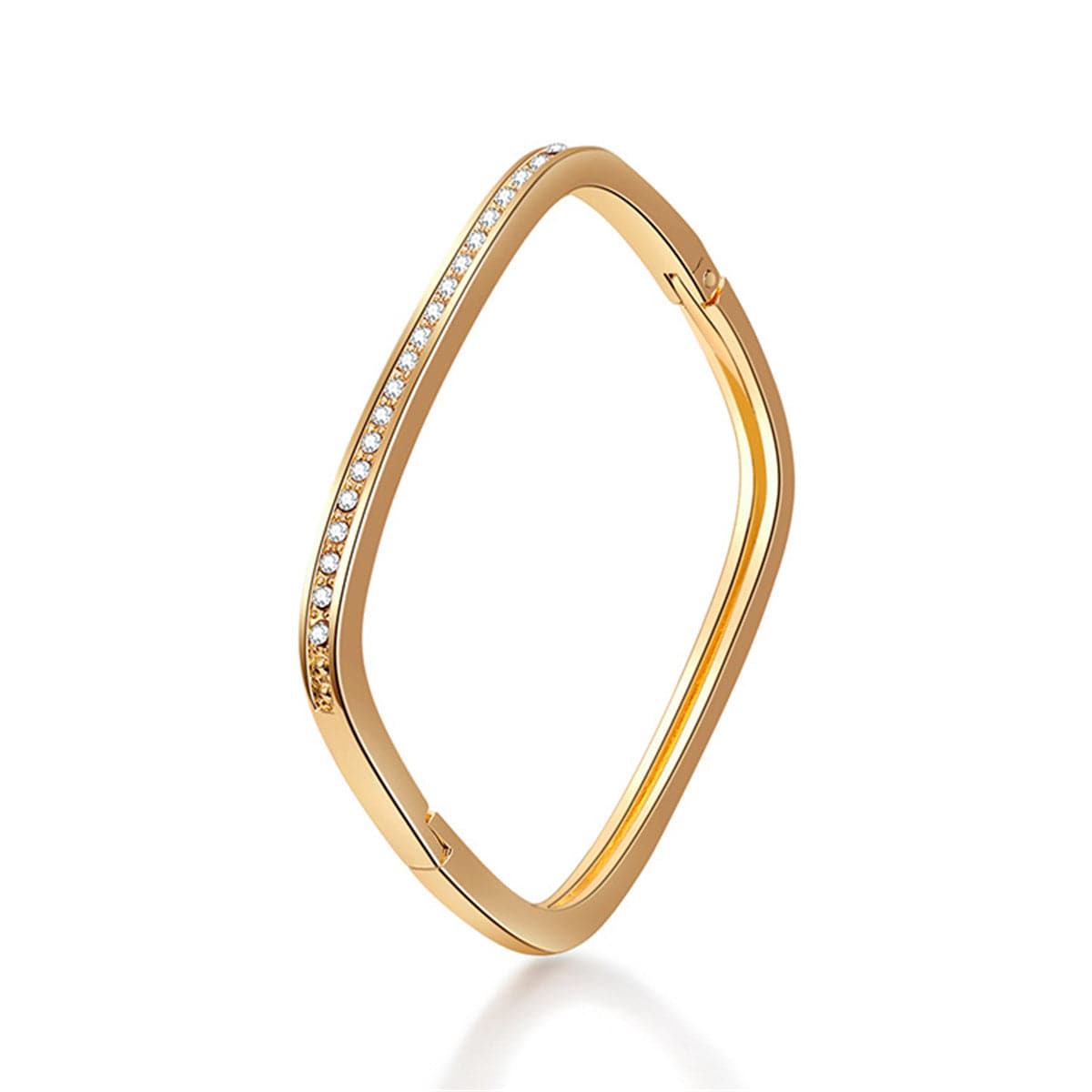 Cubic Zirconia & 18K Gold-Plated Thin Square Bangle