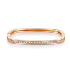 Cubic Zirconia & 18K Gold-Plated Thin Square Bangle