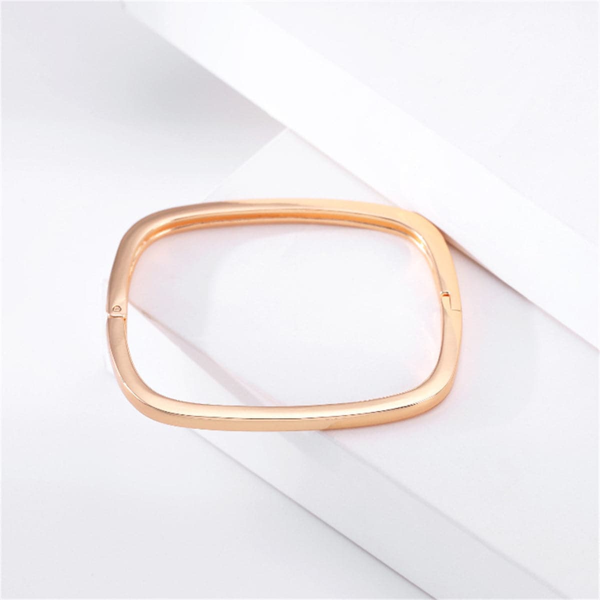 Cubic Zirconia & 18K Gold-Plated Thin Square Bangle
