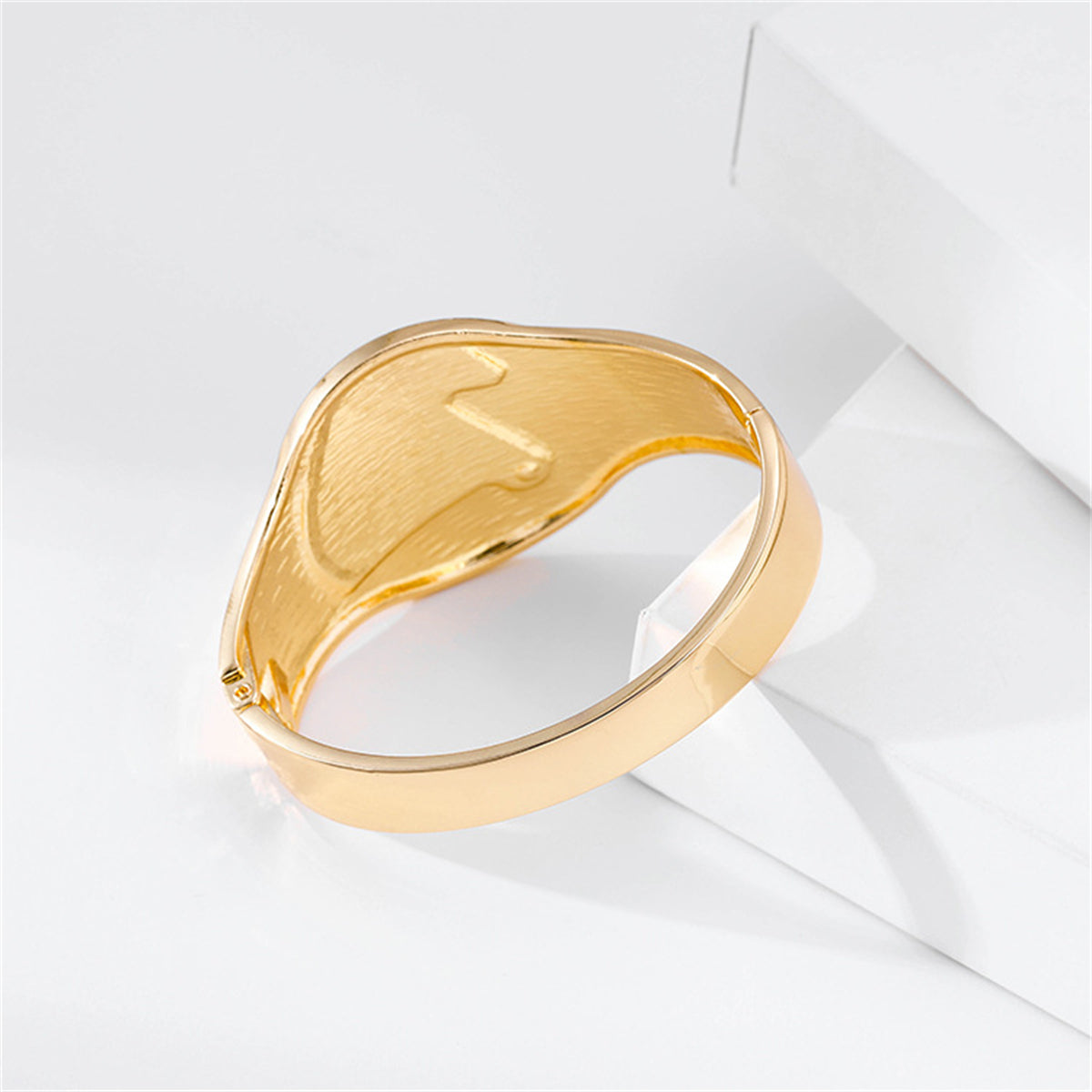 Cubic Zirconia & Pearl 18K Gold-Palted Shell Bangle
