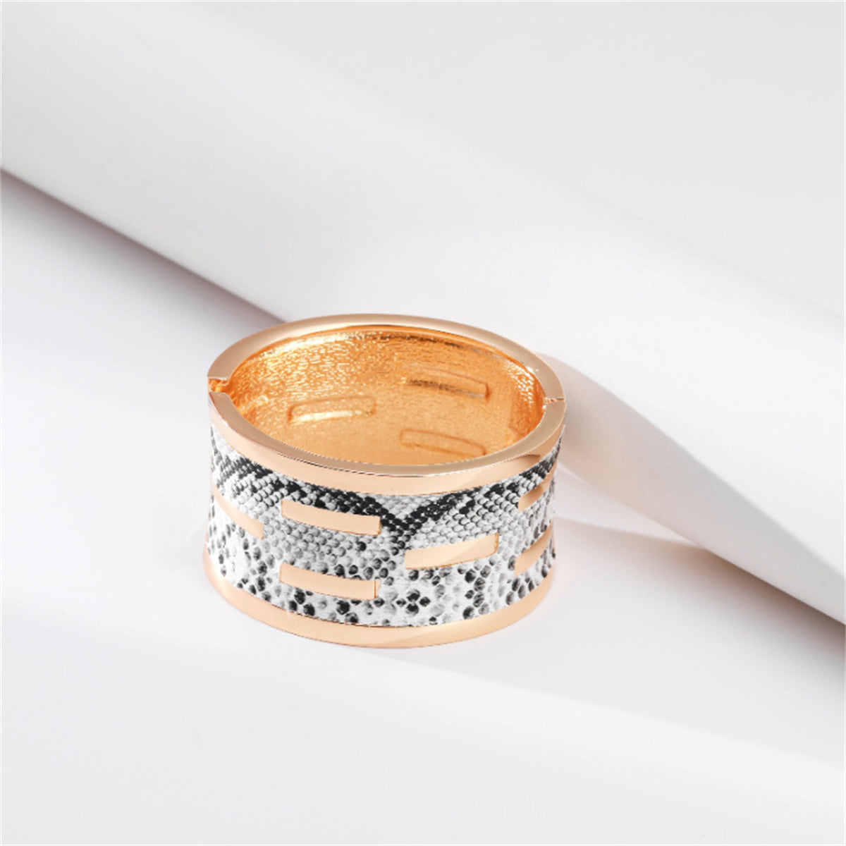 Polystyrene and 18K Gold-Plated Serpentine Bangle, gold bangle bracelet, everyday style, lifestyle look