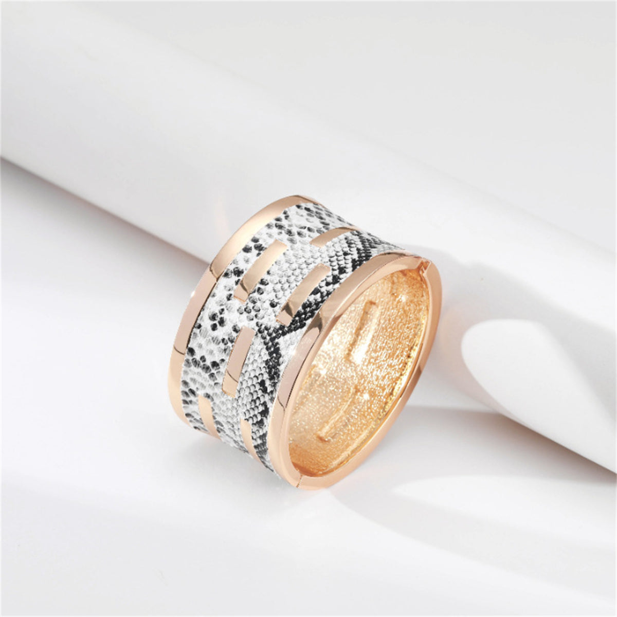 Polystyrene and 18K Gold-Plated Serpentine Bangle, gold bangle bracelet, everyday style, styled look