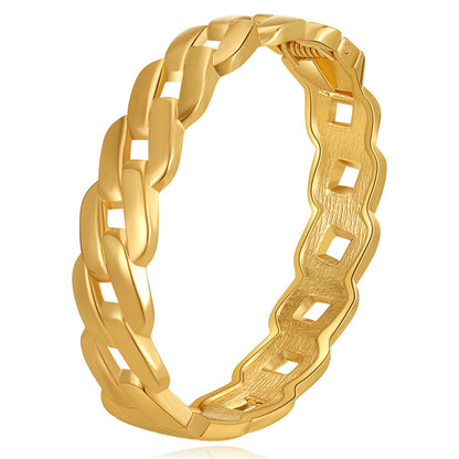 18K Gold-Plated Curb Chain Bangle, gold bangle bracelet, everyday style, front view