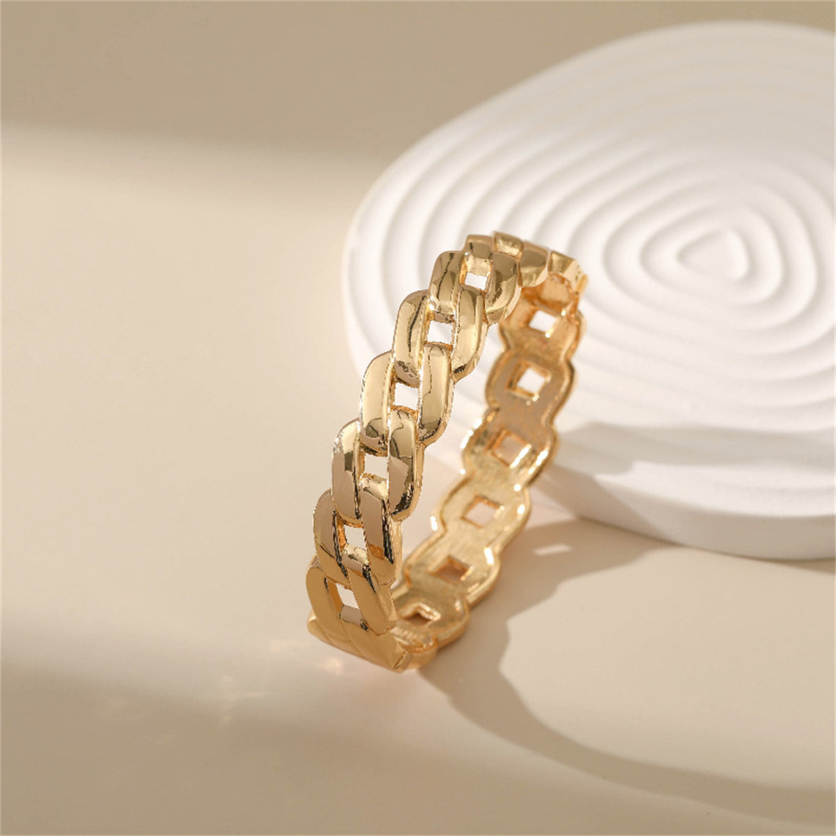 18K Gold-Plated Curb Chain Bangle