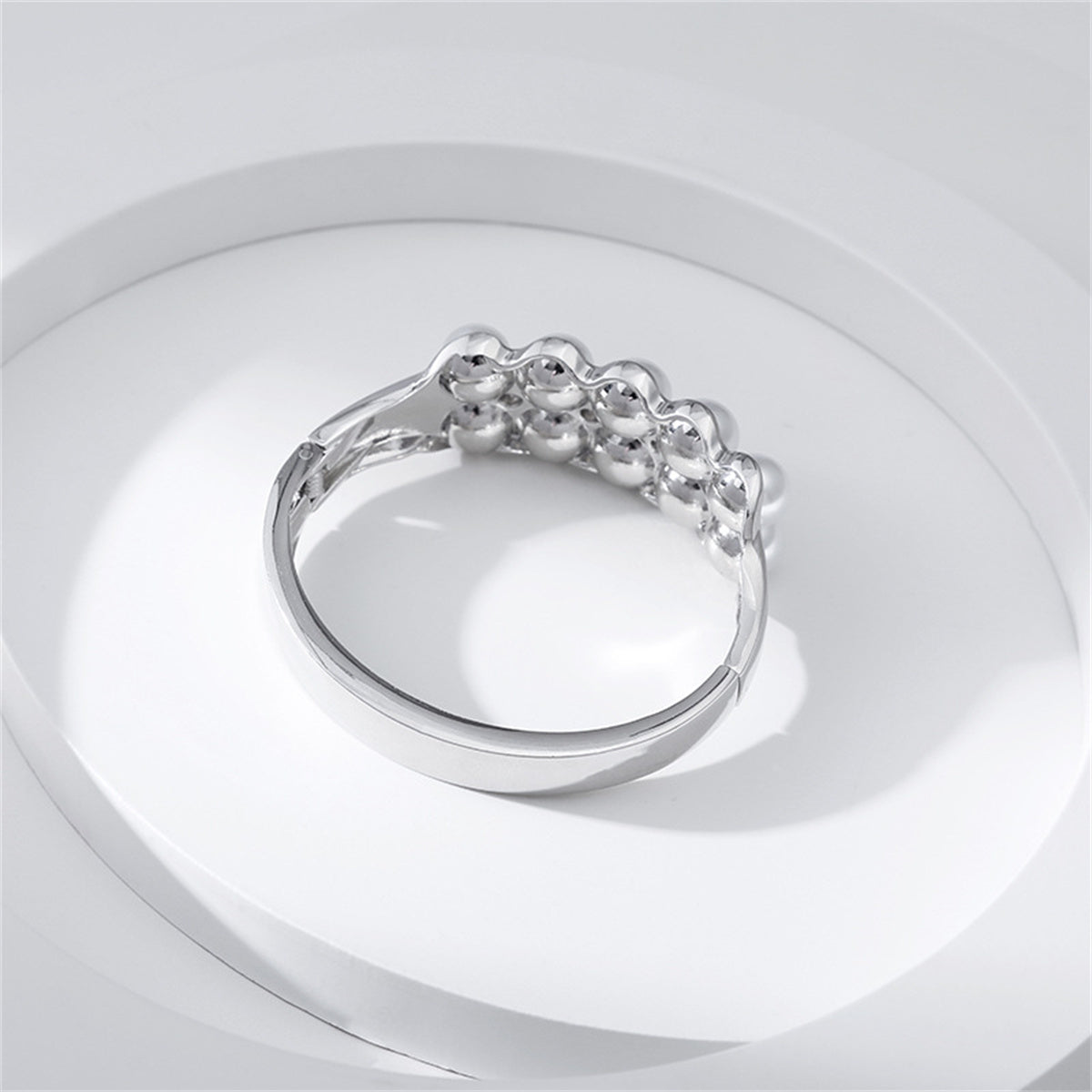 Pearl and Cubic Zirconia Silver-Plated Layered Bangle, silver bangle bracelet, elegant gift for her, side view