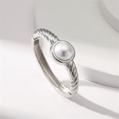 Pearl & Silver-Plated Twine Bangle