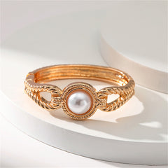 Pearl & 18K Gold-Plated Wing Bangle