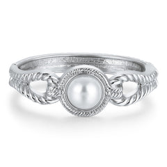 Pearl & Silver-Plated Wing Bangle