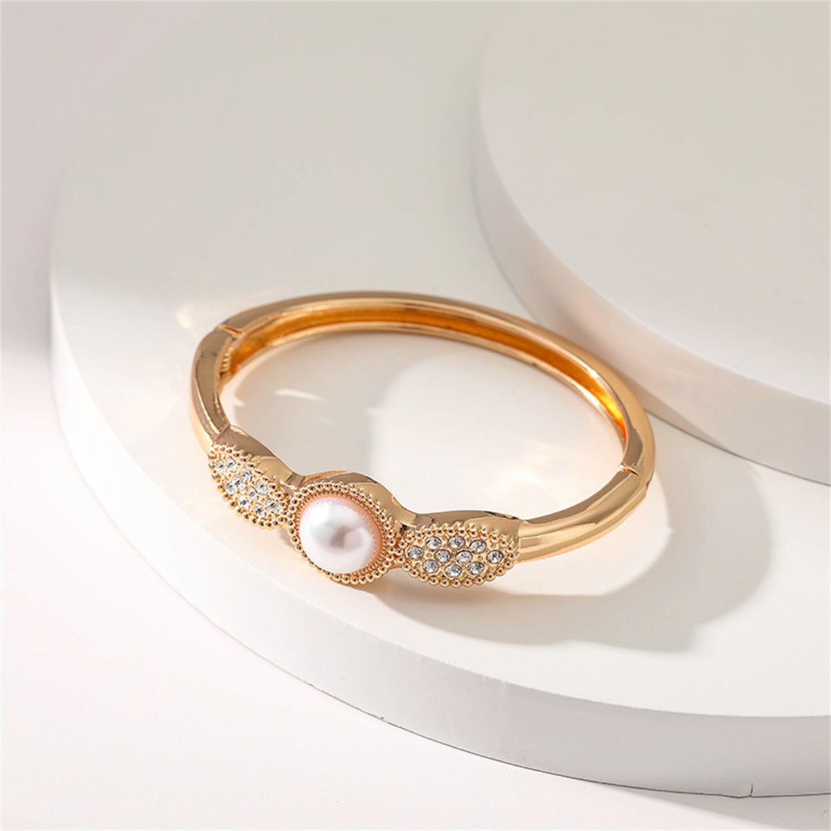 Pearl & Cubic Zirconia 18K Gold-Plated Bangle