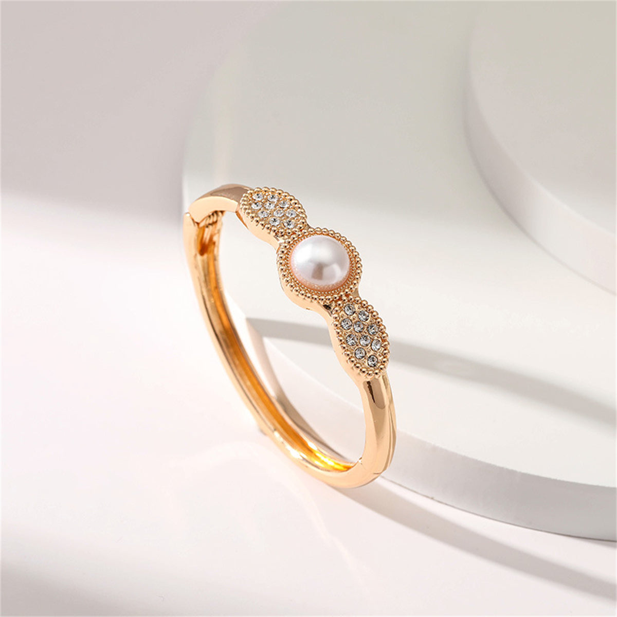 Pearl & Cubic Zirconia 18K Gold-Plated Bangle