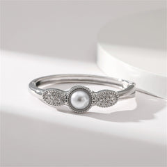 Pearl & Cubic Zirconia Silver-Plated Bangle
