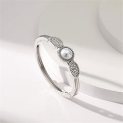 Pearl & Cubic Zirconia Silver-Plated Bangle
