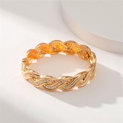 Cubic Zirconia & 18K Gold-Plated Twine Hinge Bangle