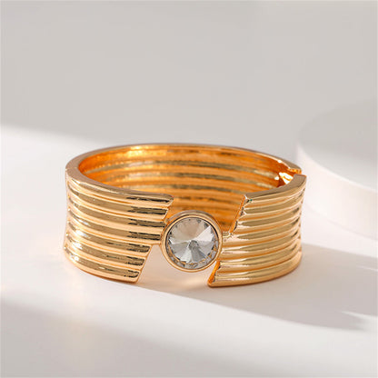Crystal and 18K Gold-Plated Cut Bangle, gold bangle bracelet, dainty minimalist design, detail close-up