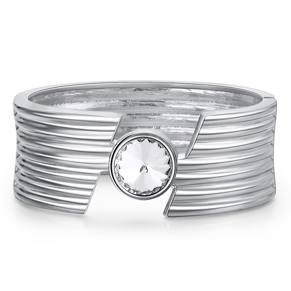 Crystal and Silver-Plated Cut Bangle, silver bangle bracelet, vintage-inspired design, lifestyle look