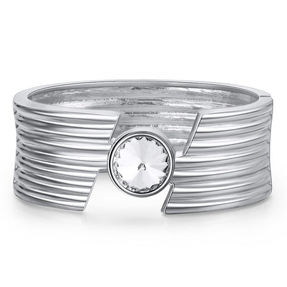 Crystal and Silver-Plated Cut Bangle, silver bangle bracelet, vintage-inspired design, lifestyle look