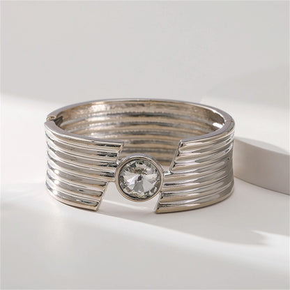 Crystal and Silver-Plated Cut Bangle, silver bangle bracelet, vintage-inspired design, styled look