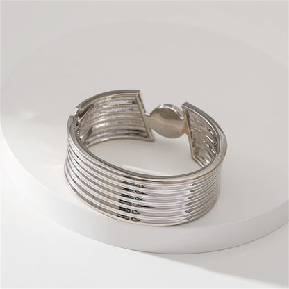 Crystal and Silver-Plated Cut Bangle, silver bangle bracelet, vintage-inspired design, side view