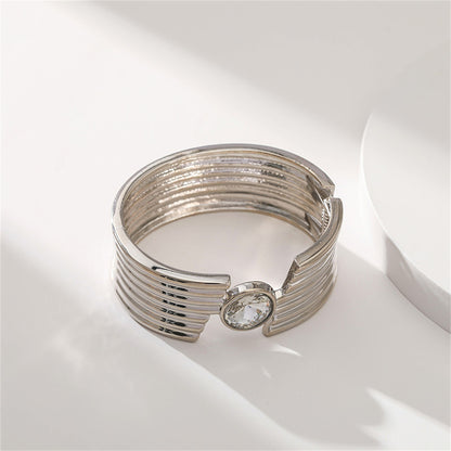 Crystal and Silver-Plated Cut Bangle, silver bangle bracelet, vintage-inspired design, detail close-up