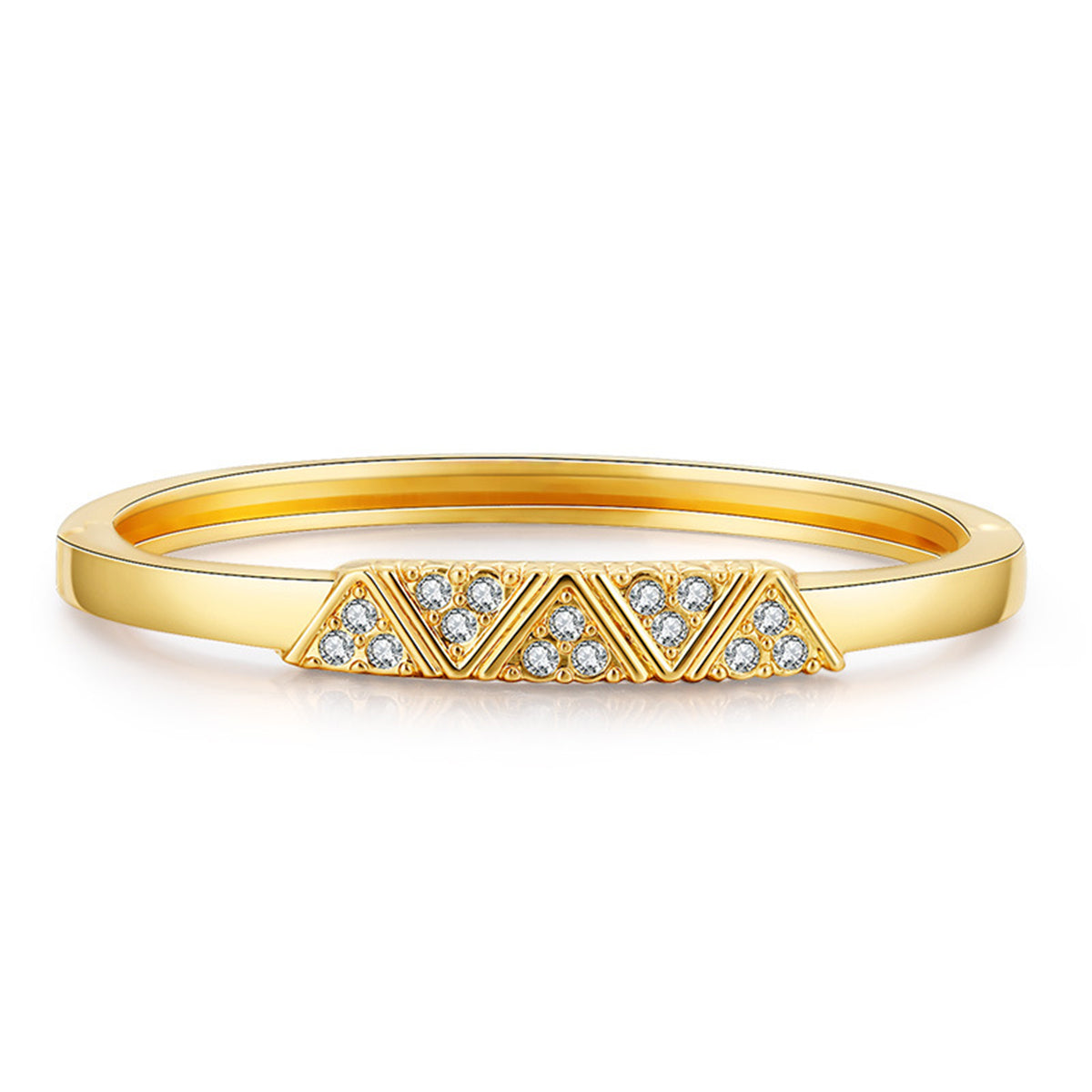 Cubic Zirconia and 18K Gold-Plated Mountain Range Bangle, gold bangle bracelet, botanical inspired, side view
