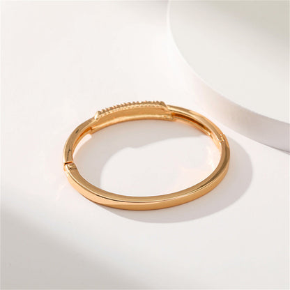 Cubic Zirconia and 18K Gold-Plated Mountain Range Bangle, gold bangle bracelet, botanical inspired, styled look