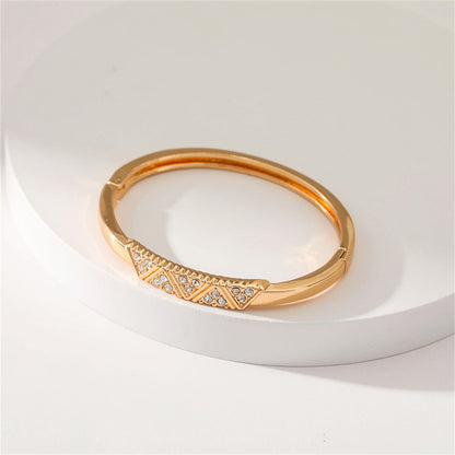 Cubic Zirconia and 18K Gold-Plated Mountain Range Bangle, gold bangle bracelet, botanical inspired, lifestyle look