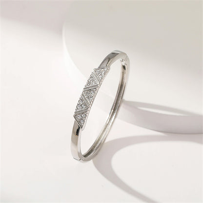 Cubic Zirconia and Silver-Plated Mountain Range Bangle, silver bangle bracelet, elegant gift for her, lifestyle look