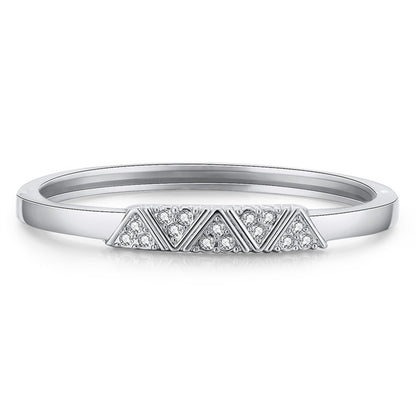 Cubic Zirconia and Silver-Plated Mountain Range Bangle, silver bangle bracelet, elegant gift for her, front view