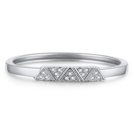 Cubic Zirconia and Silver-Plated Mountain Range Bangle, silver bangle bracelet, elegant gift for her, front view