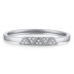 Cubic Zirconia & Silver-Plated Mountain Range Bangle