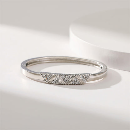 Cubic Zirconia and Silver-Plated Mountain Range Bangle, silver bangle bracelet, elegant gift for her, styled look